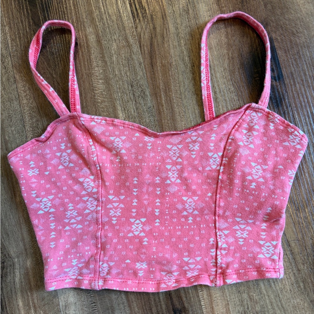 Hollister Pink Patterned Crop Top